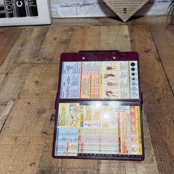 Maroon Foldable Nursing Edition Clipboard w/Reference Guides. - Picture 4 of 6